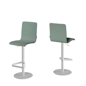 Taburete PALMA con estructura redonda en blanco y asiento tapizado verde