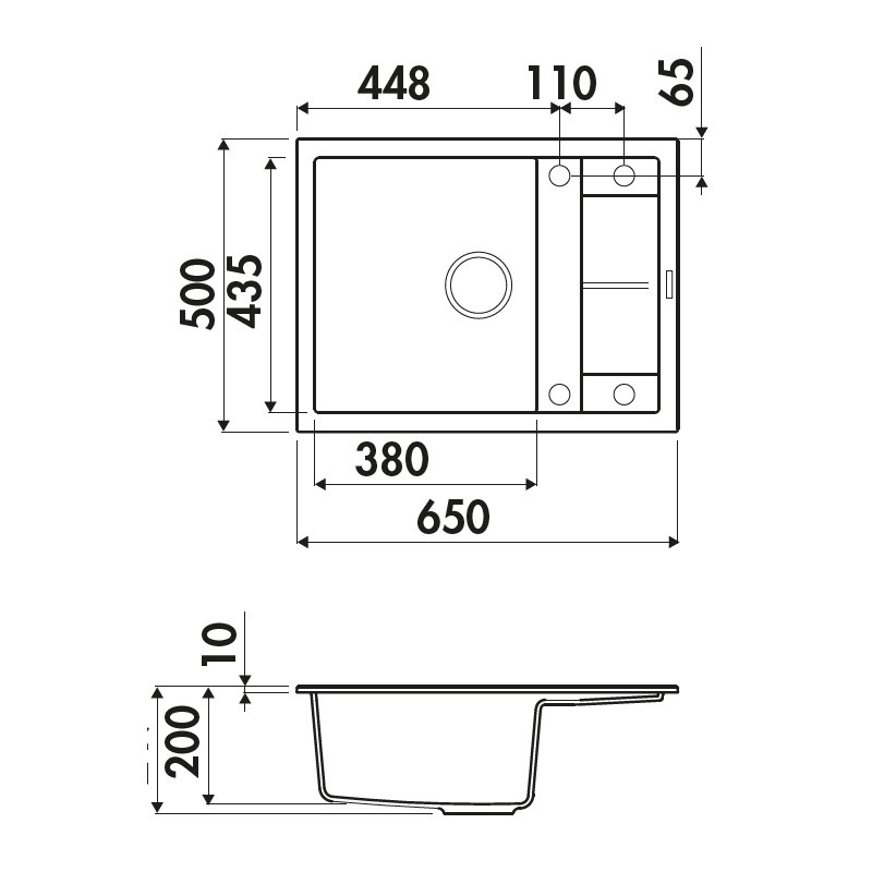 Fregadero de Granito para mueble de 50