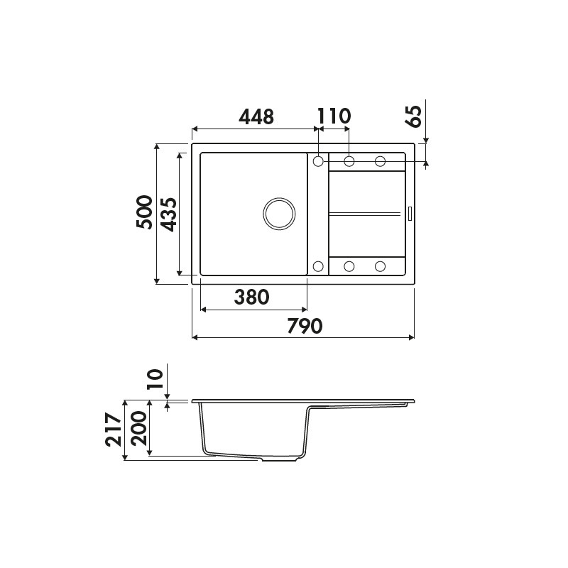 Fregadero de Granito para mueble de 50