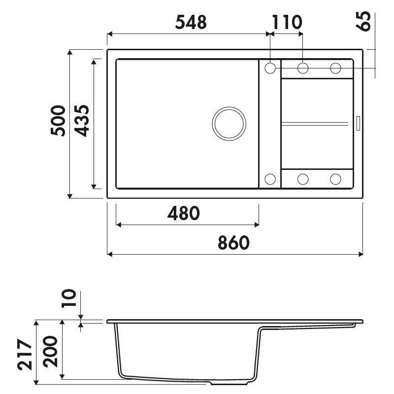 Fregadero de Granito para mueble de 60