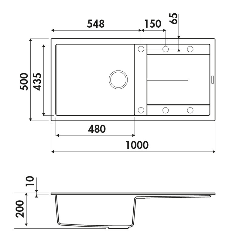 Fregadero de Granito para mueble de 60