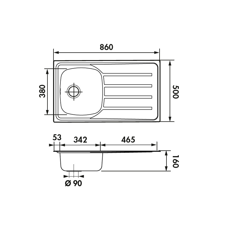 Medidas fregadero acero inoxidable para mueble de 45