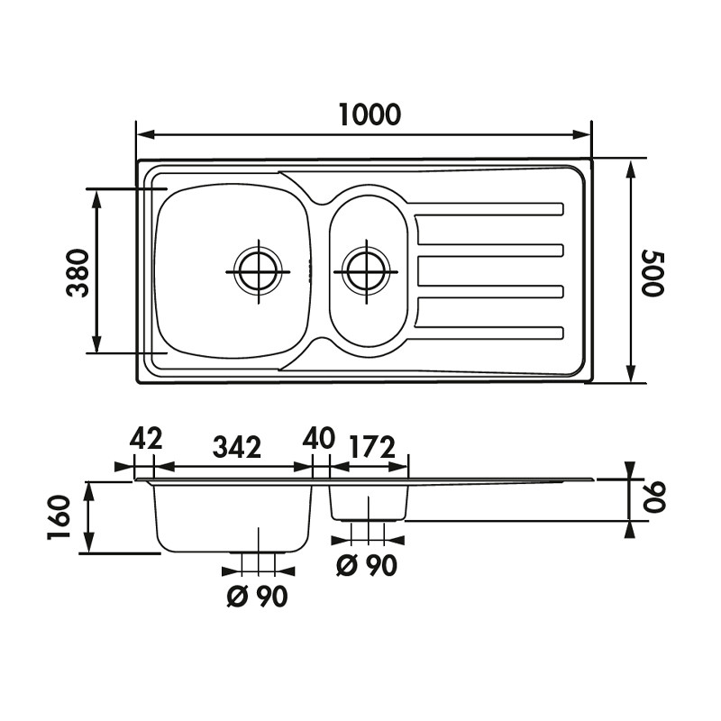 Medidas fregadero acero inoxidable para mueble de 60