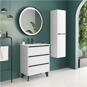 Mueble de baño SIENA de fondo reducido con patas y 3 cajones