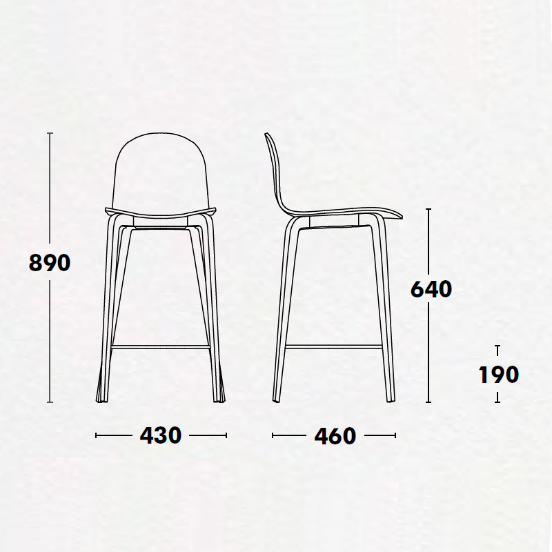 Taburete de cocina alto para isla BOB COMBI de Ondarreta: +58 colores