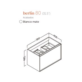 mueble baño 1 cajon interior berlin blanco 80