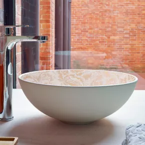 Lavabo de baño sobre encimera de diseño ovalado moderno en cerámica
