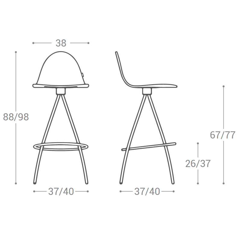 medidas taburete cocina PETRIS de CANCIO