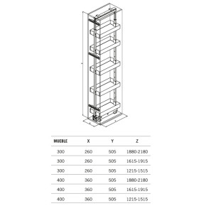 Despensa Extraíble 255 PRO-LINE de SIGE | Organización de Cocina