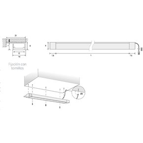 Regleta con Luz LED BELL-L en Negro