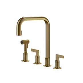 grifo bimando cocina retro tele ducha dorado warm bronze PVD gessi inciso 58701