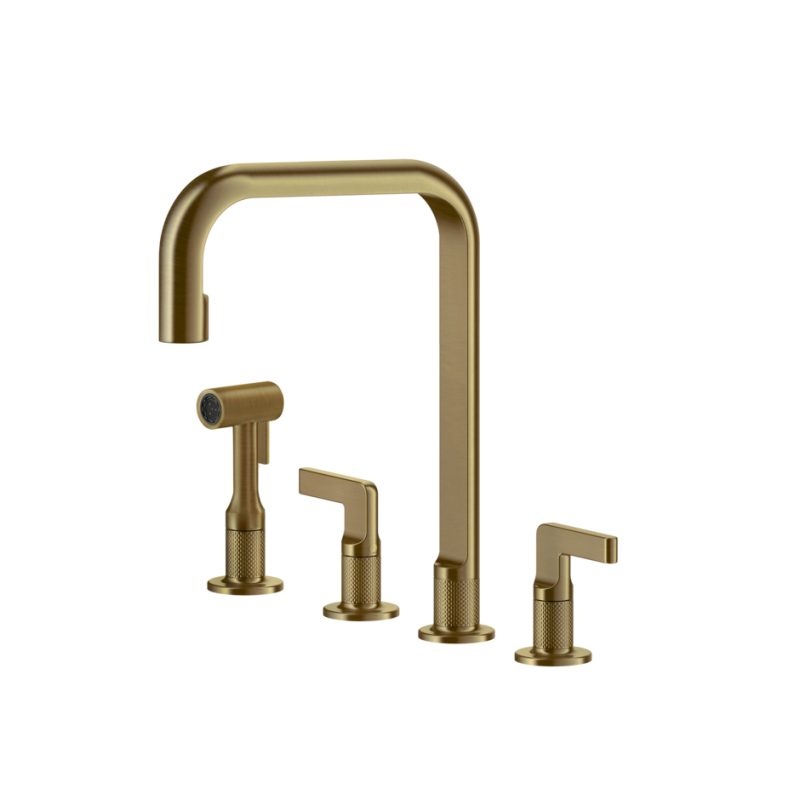 grifo bimando cocina retro tele ducha dorado warm bronze PVD gessi inciso 58701