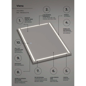 Espejo con luz VIENA: Ficha tecnica de LedImex