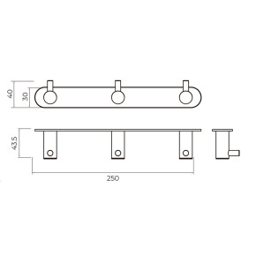 Percha Triple ESSENTIAL de MEDIMEX – Acero Inoxidable S.304