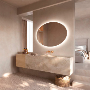 Espejo de baño OVAL con luz LED ambiental