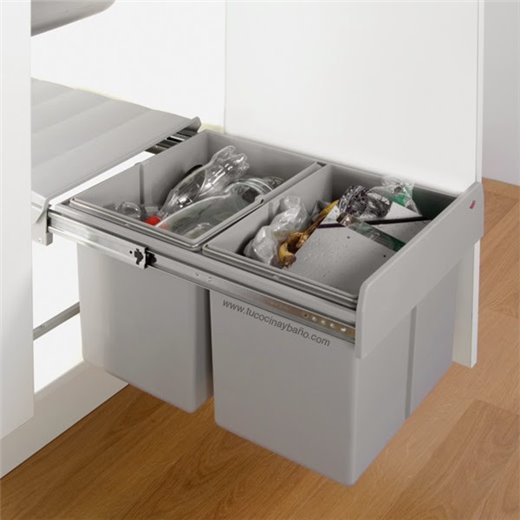 cubo basura extraible cocina armario mueble puerta guias double master 40