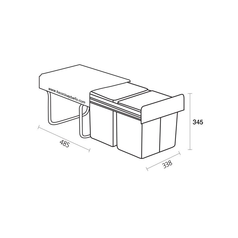 medidas cubo basura extraible mueble fregadero