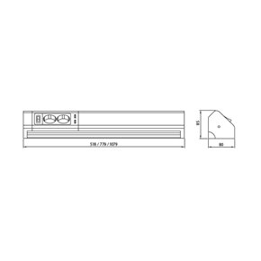 Regleta LD 8115 AS con luz, enchufes y un estante