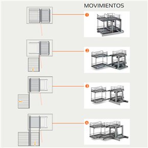 Herraje extraíble KAEZ de 2 pisos para mueble de rincón con verdulero