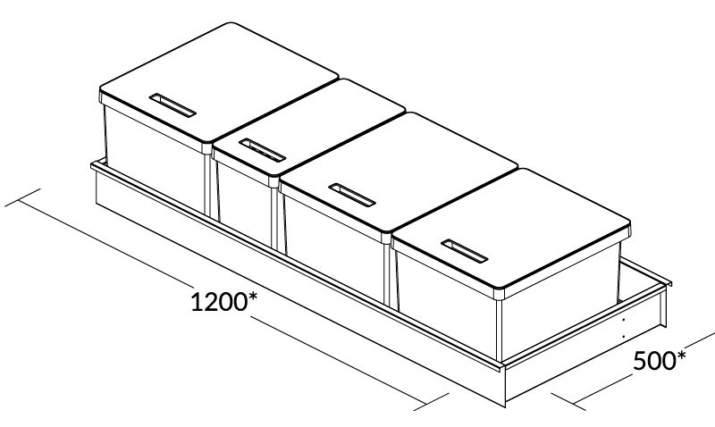 medidas cubo basura cajon cocina 120