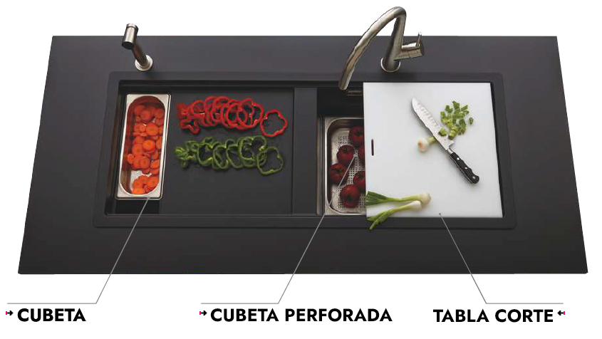 Fregadero cocina un seno grande con escurridor granito LOUNGE workstation