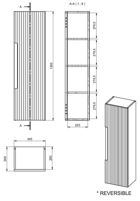 columna auxiliar bano kyoto visobath baño armario puerta