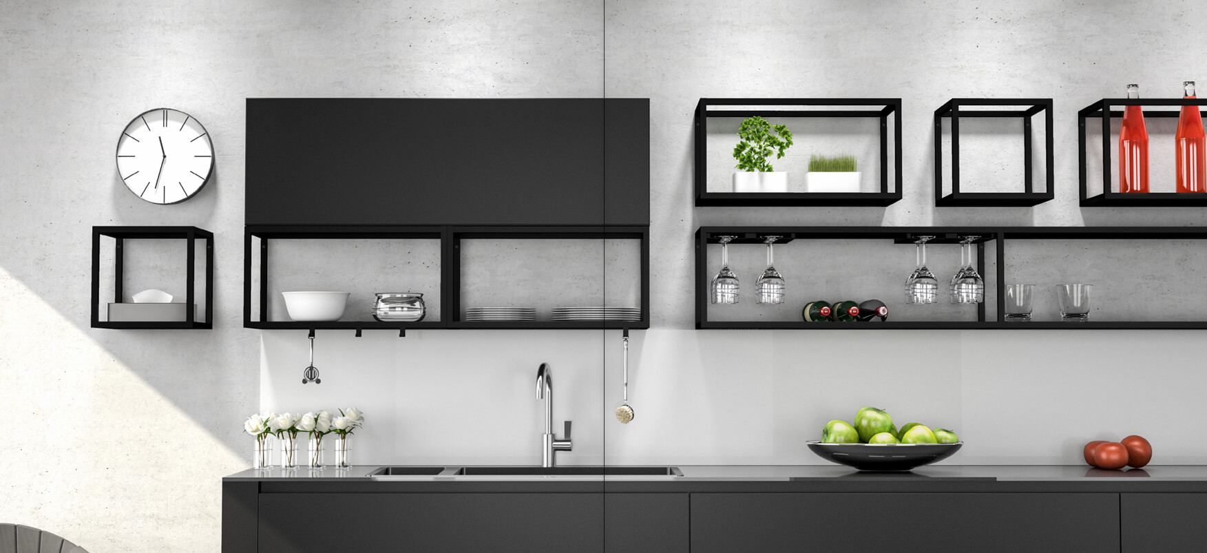 estanteria metalica negra cocina industrial - system one