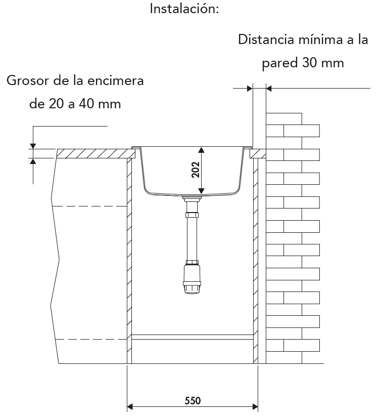 fregadero granito redondo EV574 instalacion