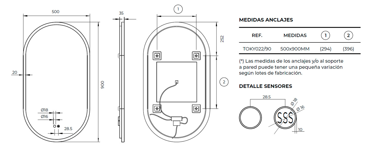 MEDIDA ESPEJO TOKYO LEDIMEX