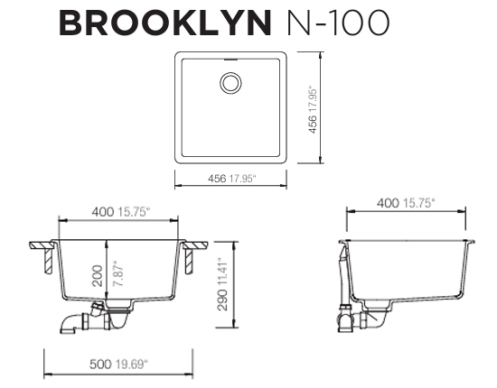 medidas fregadero schock brooklyn n-100