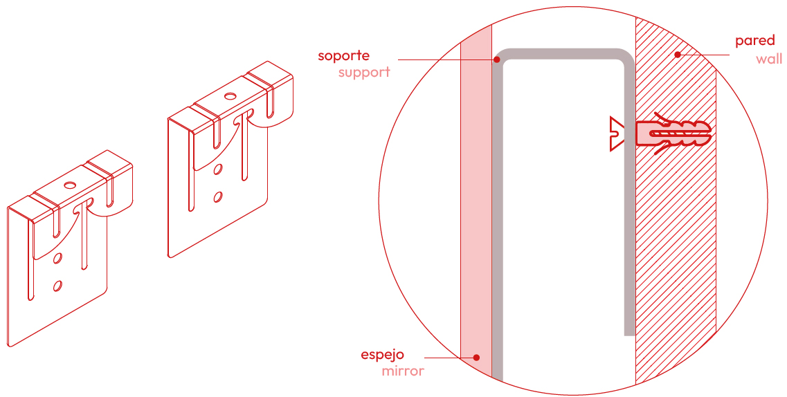 sistema fijacion espejo baño LED touch NAO